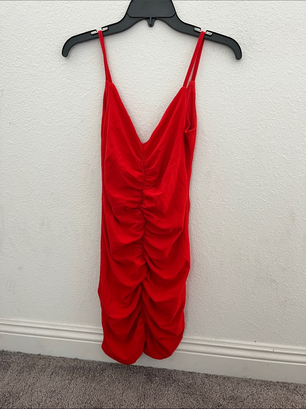 SHEIN Red Ruched Mini Slip Dress